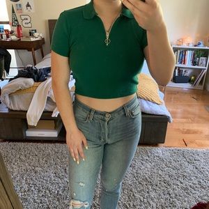 Topshop Green Cropped Top